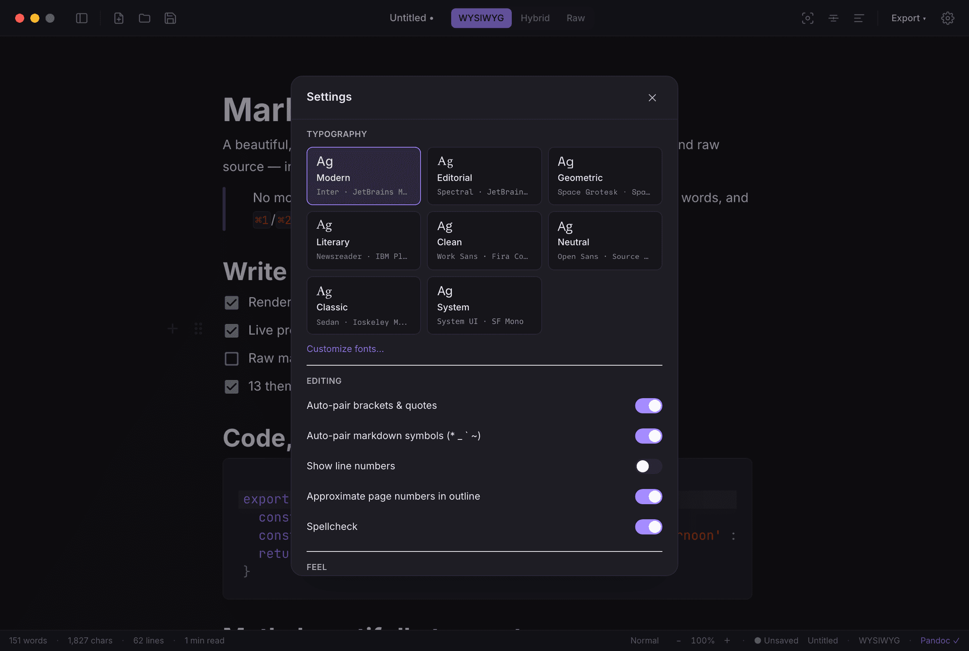 Typography settings in Marko